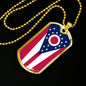 Ohio State Flag Necklace Stainless Steel or 18k Gold Dog Tag 24" Chain - Express Your Love Gifts