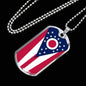 Ohio State Flag Necklace Stainless Steel or 18k Gold Dog Tag 24" Chain - Express Your Love Gifts
