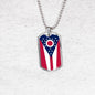 Ohio State Flag Necklace Stainless Steel or 18k Gold Dog Tag 24" Chain - Express Your Love Gifts