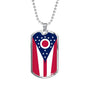 Ohio State Flag Necklace Stainless Steel or 18k Gold Dog Tag 24" Chain - Express Your Love Gifts