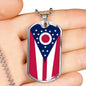 Ohio State Flag Necklace Stainless Steel or 18k Gold Dog Tag 24" Chain - Express Your Love Gifts