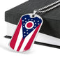 Ohio State Flag Necklace Stainless Steel or 18k Gold Dog Tag 24" Chain - Express Your Love Gifts