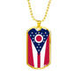 Ohio State Flag Necklace Stainless Steel or 18k Gold Dog Tag 24" Chain - Express Your Love Gifts