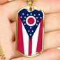 Ohio State Flag Necklace Stainless Steel or 18k Gold Dog Tag 24" Chain - Express Your Love Gifts