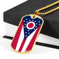 Ohio State Flag Necklace Stainless Steel or 18k Gold Dog Tag 24" Chain - Express Your Love Gifts
