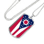 Ohio State Flag Necklace Stainless Steel or 18k Gold Dog Tag 24" Chain - Express Your Love Gifts
