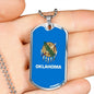 Oklahoma State Flag Necklace Stainless Steel or 18k Gold Dog Tag 24" Chain - Express Your Love Gifts