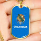 Oklahoma State Flag Necklace Stainless Steel or 18k Gold Dog Tag 24" Chain - Express Your Love Gifts