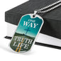 One Way Truth Life Bible Verse Necklace Stainless Steel or 18k Gold Dog Tag 24" Chain - Express Your Love Gifts