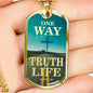 One Way Truth Life Bible Verse Necklace Stainless Steel or 18k Gold Dog Tag 24" Chain - Express Your Love Gifts