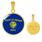 oregon State Flag Necklace Stainless Steel or 18k Gold Circle Pendant 18-22" - Express Your Love Gifts