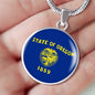 oregon State Flag Necklace Stainless Steel or 18k Gold Circle Pendant 18-22" - Express Your Love Gifts