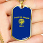 oregon State Flag Necklace Stainless Steel or 18k Gold Dog Tag 24" Chain - Express Your Love Gifts