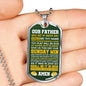 Our Father Green Bay Fan Football Gift Necklace Stainless Steel or 18k Gold Dog Tag 24" Chain-Express Your Love Gifts