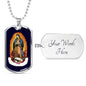 Our Lady Of Guadalupe Necklace Stainless Steel or 18k Gold Dog Tag 24" Chain - Express Your Love Gifts