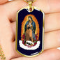Our Lady Of Guadalupe Necklace Stainless Steel or 18k Gold Dog Tag 24" Chain - Express Your Love Gifts