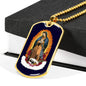 Our Lady Of Guadalupe Necklace Stainless Steel or 18k Gold Dog Tag 24" Chain - Express Your Love Gifts