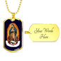Our Lady Of Guadalupe Necklace Stainless Steel or 18k Gold Dog Tag 24" Chain - Express Your Love Gifts