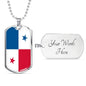 Panama Flag Necklace Panama Flag Stainless Steel or 18k Gold Dog Tag 24" - Express Your Love Gifts
