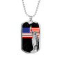 Patriotic Gift US Flag with Statue of Liberty Dog Tag Stainless Steel or 18k Gold 24 - Express Your Love Gifts