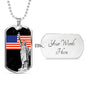 Patriotic Gift US Flag with Statue of Liberty Dog Tag Stainless Steel or 18k Gold 24 - Express Your Love Gifts