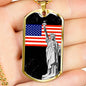 Patriotic Gift US Flag with Statue of Liberty Dog Tag Stainless Steel or 18k Gold 24 - Express Your Love Gifts