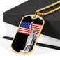 Patriotic Gift US Flag with Statue of Liberty Dog Tag Stainless Steel or 18k Gold 24 - Express Your Love Gifts