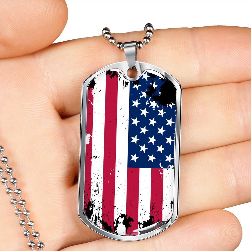 Patriotic Gift Country Pride US Flag Dog Tag Stainless Steel or 18k Gold 24 - Express Your Love Gifts