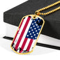 Patriotic Gift Country Pride US Flag Dog Tag Stainless Steel or 18k Gold 24 - Express Your Love Gifts