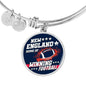 Pats Fan Gift Home Of Winning Football Bracelet Bangle Stainless Steel or 18k Gold Finish - Express Your Love Gifts