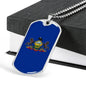 Pennsylvania Flag Pendant Stainless Steel or 18k Gold Dog Tag Necklace 24" Chain - Express Your Love Gifts