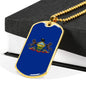 Pennsylvania Flag Pendant Stainless Steel or 18k Gold Dog Tag Necklace 24" Chain - Express Your Love Gifts