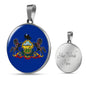 Pennsylvania State Flag Necklace Stainless Steel or 18k Gold Circle Pendant 18-22" - Express Your Love Gifts