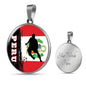 Peru Flag And Futbol/Soccer Circle Necklace Stainless Steel or 18k Gold 18-22" - Express Your Love Gifts