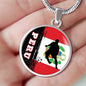 Peru Flag And Futbol/Soccer Circle Necklace Stainless Steel or 18k Gold 18-22" - Express Your Love Gifts