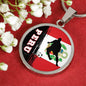 Peru Flag And Futbol/Soccer Circle Necklace Stainless Steel or 18k Gold 18-22" - Express Your Love Gifts