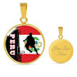 Peru Flag And Futbol/Soccer Circle Necklace Stainless Steel or 18k Gold 18-22" - Express Your Love Gifts