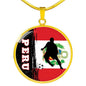 Peru Flag And Futbol/Soccer Circle Necklace Stainless Steel or 18k Gold 18-22" - Express Your Love Gifts