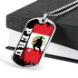 Peru Flag And Futbol/Soccer Necklace Stainless Steel or 18k Gold Dog Tag 24" Chain-Express Your Love Gifts