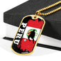 Peru Flag And Futbol/Soccer Necklace Stainless Steel or 18k Gold Dog Tag 24" Chain-Express Your Love Gifts