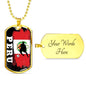 Peru Flag And Futbol/Soccer Necklace Stainless Steel or 18k Gold Dog Tag 24" Chain-Express Your Love Gifts