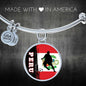 Peru Flag And Futbol/Soccer Stainless Steel or 18k Gold Circle Bangle Bracelet - Express Your Love Gifts