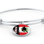 Peru Flag And Futbol/Soccer Stainless Steel or 18k Gold Circle Bangle Bracelet - Express Your Love Gifts
