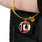 Peru Flag And Futbol/Soccer Stainless Steel or 18k Gold Circle Bangle Bracelet - Express Your Love Gifts