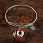 Peru Flag And Futbol/Soccer Stainless Steel or 18k Gold Circle Bangle Bracelet - Express Your Love Gifts