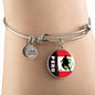 Peru Flag And Futbol/Soccer Stainless Steel or 18k Gold Circle Bangle Bracelet - Express Your Love Gifts