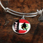 Peru Flag And Futbol/Soccer Stainless Steel or 18k Gold Circle Bangle Bracelet - Express Your Love Gifts