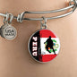 Peru Flag And Futbol/Soccer Stainless Steel or 18k Gold Circle Bangle Bracelet - Express Your Love Gifts