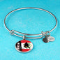 Peru Flag And Futbol/Soccer Stainless Steel or 18k Gold Circle Bangle Bracelet - Express Your Love Gifts