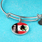 Peru Flag And Futbol/Soccer Stainless Steel or 18k Gold Circle Bangle Bracelet - Express Your Love Gifts